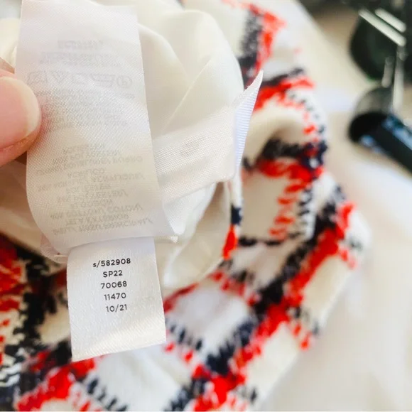 Ann Taylor Red & Black Plaid Tweed Button Down Front Knee Length Skirt Size 6 - Picture 7 of 8